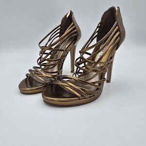 Chinese Laundry Womens Strappy Bronze High Heel Sandals Size 6.5